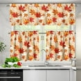 thumbnail image 3 of Red Fall Leaves Short Kitchen Curtains Gothic Window Curtains Valance and Tier Set Rod Pocket Short Tier Curtain for Room, Cafe Kitchen Decor, 3 of 6