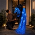 thumbnail image 6 of Glowing Halloween Ghost Reaper Yard Light Decoration with Blue Fiber Optic Tail and Pumpkin Head, 1-Pack, Black and Blue Led Design, for Outdoor Lawn and Garden, Decoration, 6 of 6