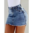 thumbnail image 2 of Women's Denim Skirt Elastic Casual High Waisted Lifted Hip Denim Short Skirt A-Line Mini Pencil Skirt, 2 of 7