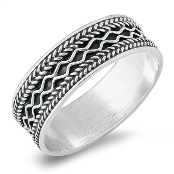 Sterling Silver Double Bali Design Band Ring Size 5