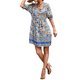 thumbnail image 3 of SAYOO - Vestido de manga corta con volantes para mujer, estampado de flores a la moda, cuello en V, cintura alta, vestido acampanado SAYOO  Moda, 3 of 7