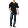 thumbnail image 2 of INSPIRE CHIC Men's Pants Faux Leather Slim Fit Zip-Fly Solid Pants 34 Navy Blue, 2 of 5