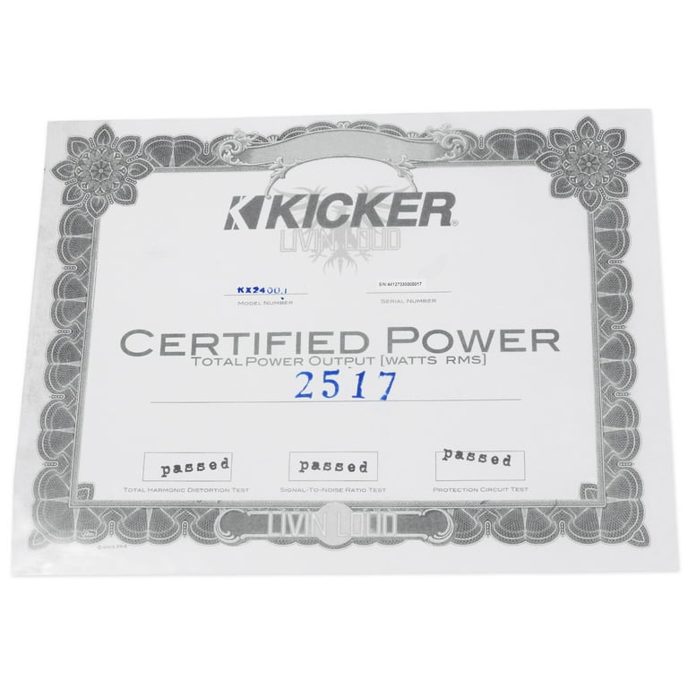 KICKER KX2400.1 Car Amplifier - Bass Audio, Mono Amp, 1-channel