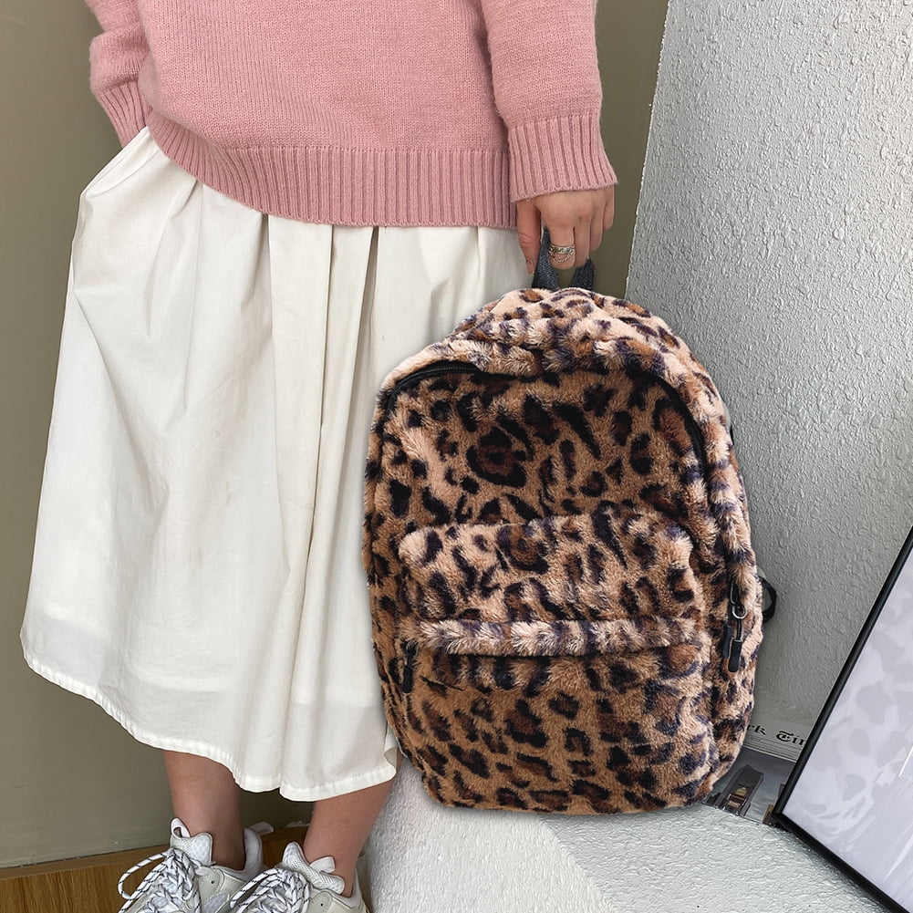 Retro Animal Print Backpack Women Winter Soft Plush Kuwait Ubuy