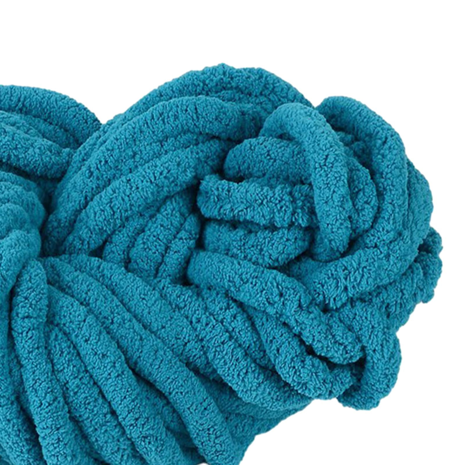 Tachiuwa Chunky Chenille Yarn for Crocheting, Bulky Thick Yarn for Knitting,Super Bulky Chunky Yarn for Hand Knitting Blanket Blue