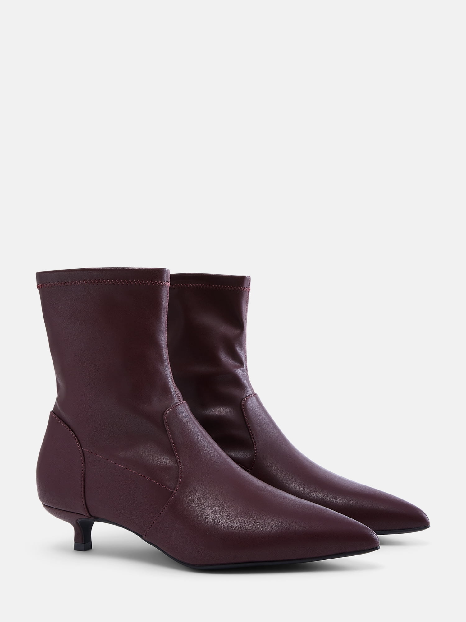 Scenario Women's Stretch Kitten Heel Faux Leather Booties