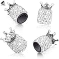 thumbnail image 3 of PULLIMORE 4 Pcs Rhinestone Crown Universal Car Tire Value Caps Bling Tire Air Valve Stem Cover Car Accessories (Silver), 3 of 8