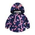 thumbnail image 2 of Zwiiyzr 1-9Y Children's Rain Jacket Cartoon Windbreaker Double Zipper Printed Hooded Coat for Kids Boys' and Girls' Coat Navy, 2 of 9