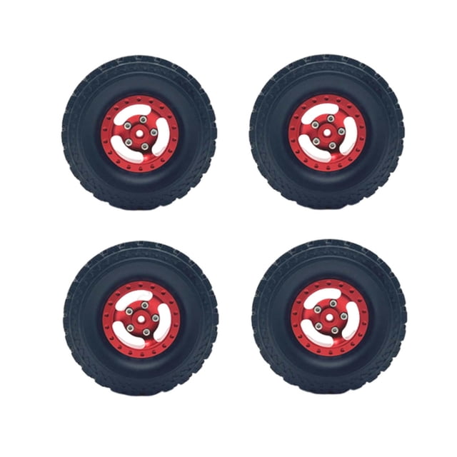 Juego de 4 piezas de ruedas y neumáticos de coche RC Rojo perfecl