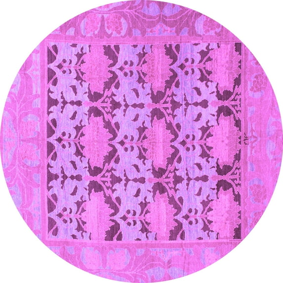 Ahgly Company Indoor Round Oriental Purple Traditional Area Rugs, 4' Round