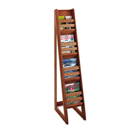 Safco Bamboo Magazine/Pamphlet Floor Display, 10w x 18-1/4d x 56-1/2h, Cherry