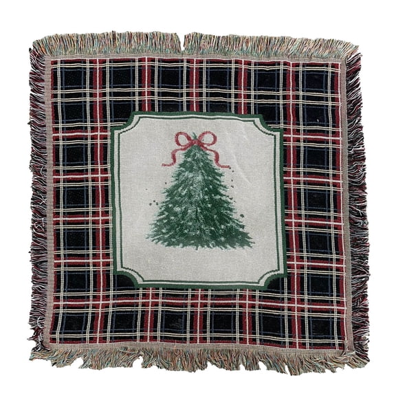 Plaid Christmas Tree Knitted Throw Blanket Soft Warm Cozy Seasonal Fabric Cover For Household Sofa Bed Home Decor