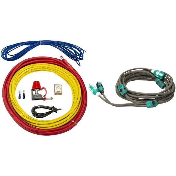 Kicker 47KMPK8 Marine 8awg Amp Power Kit & 47KMI3 3 Meter RCA Cable