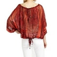 thumbnail image 4 of Rachel Zoe Bibi Silk Blend Drawstring Dolman Sleeve Top Blouse, Poppy (2), 4 of 6
