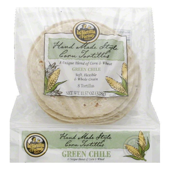 La Tortilla Factory Green Chile Corn & Wheat Tortillas, 8 ct by La Tortilla Fac