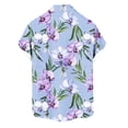 thumbnail image 4 of Ceisia Men's Orchid Flower Print Hawaiian Shirt Short Sleeve Button Down Casual Summer Top Light Blue L Gifts for Father, 4 of 7
