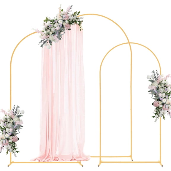 VEVOR Arch Backdrop Stand, Set of 3, 8/7.2/6.6 ft, Stable Structure, Easy Assembly, Gold Metal Arch Backdrop Stand for Wedding, Birthday Party, Graduation, Holiday Celebration,and Ceremony Decoration