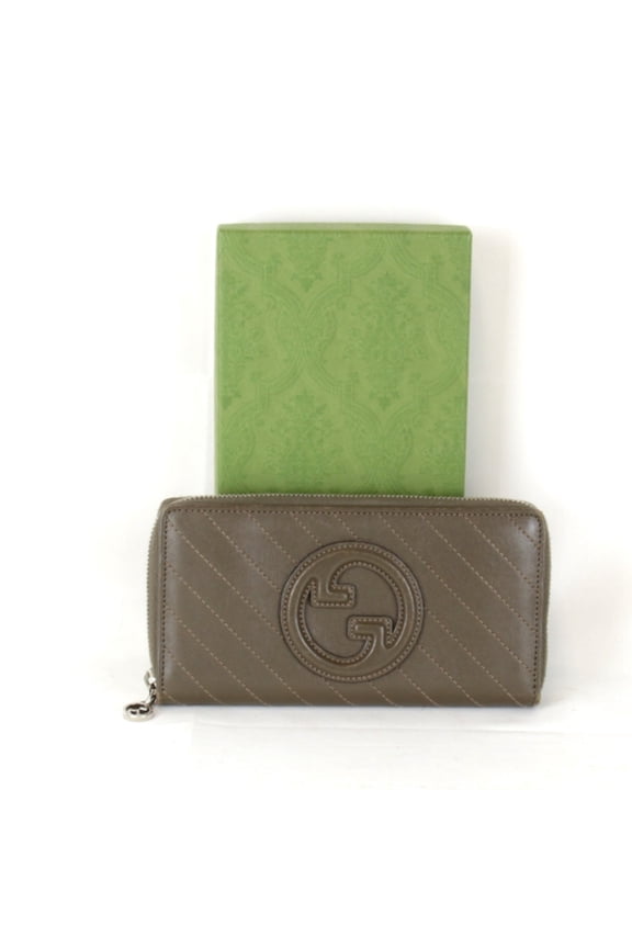 Pre-Owned GUCCI Blondie Round Zip Wallet 760312/496334, Brown Leather, Women's