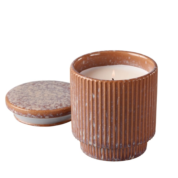 Better Homes & Gardens 15oz Single-Wick Pink Berries Citronella Candle in Terracotta Ribbed Jar