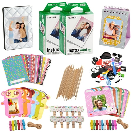 Fujifilm instax mini 8 Instant Film Camera Accessory Bundle with 40 Sheets White 60+ Pieces