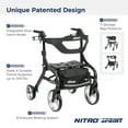 thumbnail image 2 of Drive Medical Nitro Sprint Rollator Rolling Walker, Hemi Height, Black, 2 of 8