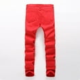 thumbnail image 2 of SWSMCLT Men's Pocket Denim Pant Jeans Ripped Pants Long Trousers Slim Fit Travel Straight Leg Stretch Mid Rise Red 34, 2 of 4