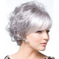 thumbnail image 4 of Trayknick Mode Femme Grand-Mère Gris Courte Perruque Bouclée Cheveux Synthétiques Mats Moelleux, 4 of 7