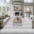 thumbnail image 3 of Area Rug for Living Room, Vintage Stripes Non-Slip Indoor Large Carpet for Bedroom/Dining Room, Retro Minimalist Lines Pattern Light Blue Washable Low-Profile Rectangle Floor Runner Rugs - 5 x 7 Ft, 3 of 8
