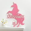 Starry Unicorn Personalized Pink Wood Plaque