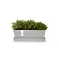 thumbnail image 4 of Ecopots Bruges Mini Durable Modern Rectangular Indoor/Outdoor Recycled Based Composite Flower Pot Planter with Saucer, White Grey, 10", 4 of 4