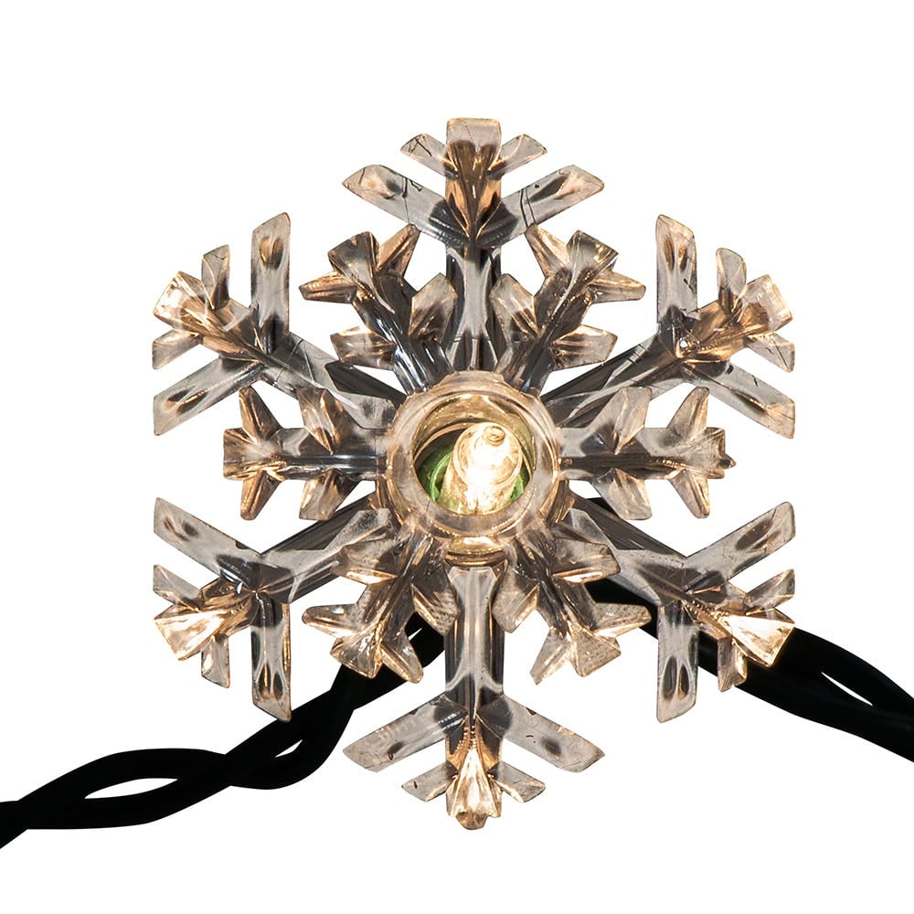 Kurt Adler 35-Light Indoor/Outdoor Double-Layer Snowflake Reflector String Lights – UL-Listed Holiday Décor