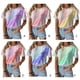 thumbnail image 3 of Guardurnaity Camisa de manga corta con cuello y estampado tie-dye para mujer Prendas para la parte del cuerpo Rosa L, 3 of 6