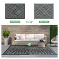 thumbnail image 3 of DEORAB Outdoor Rug Reversible 9x12' Patio Rug,Clearance Outside Plastic Waterproof Mat,Fordable Floor Rug for Patio, Camping, RV, Deck, Porch, Balcony, Backyard, black&grey, 3 of 5
