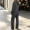 thumbnail image 4 of Domzest Zip Up Hoodies Sweatsuits Womens Long Sleeve Full-zip Hooded Sweatshirt & Wide Leg Sweatpants Fall Winter Athletic Tracksuits Dark Gray M, 4 of 6
