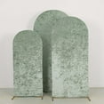 thumbnail image 5 of Efavormart Set of 3 Sage Green Crushed Velvet Chiara Wedding Arch Covers For Round Top Backdrop Stands 5ft, 6ft, 7ft, 5 of 5