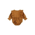 thumbnail image 3 of Qiylii Infant Baby Girl Corduroy Basic Plain Ruffle Long Sleeve Romper Tops Clothes, 3 of 6