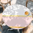 thumbnail image 4 of Modern Pink Gold Round Tablecloth 36-44 Inch Round Fitted Table Cloth with Elastic Edge, Minimalist Geometric Yellow Striped Waterproof Table Cover Protector for Outdoor Picnic Party Dining, 4 of 9