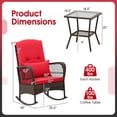 thumbnail image 4 of GVN Backyard Furniture Sets,Outdoor Furniture Sets,3 Pieces Rocking Bistro Set with 2-Tier Coffee Table-Red, 4 of 10