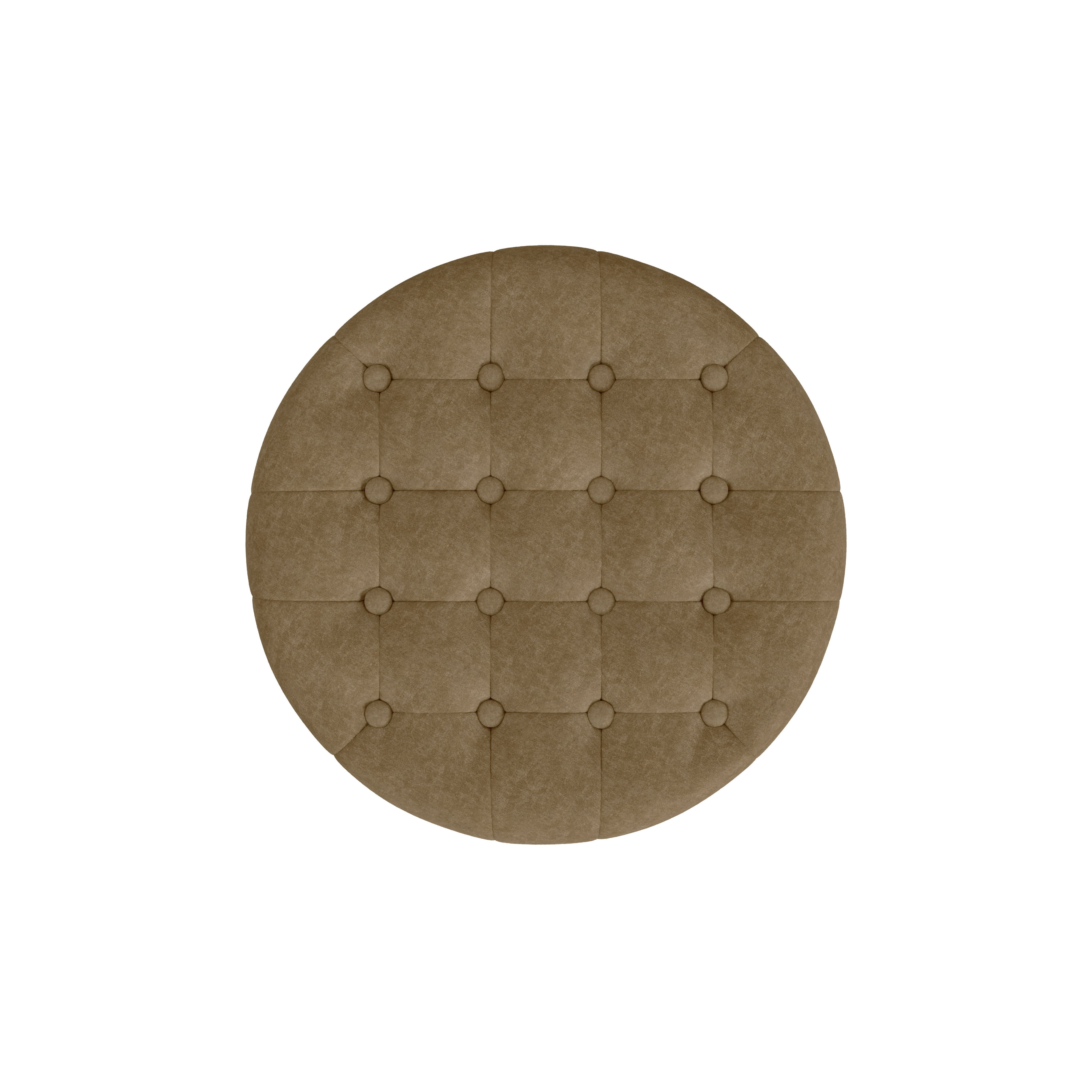 HomePop Small Round Button Tufted Storage Ottoman, Mocha Velvet