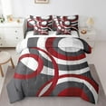 thumbnail image 1 of Erosebridal Geometric Circle Line Bedding Sets Queen Size, Gray Red Abstract Aesthetic Comforter Sets with Sheets Lightweight 7 Pieces, 1 of 5