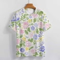 thumbnail image 3 of Floral Colorful Flower Women's Short Sleeve T-Shirt Crew Neck Casual Summer Trendy Loose Fit Tops, 3 of 6