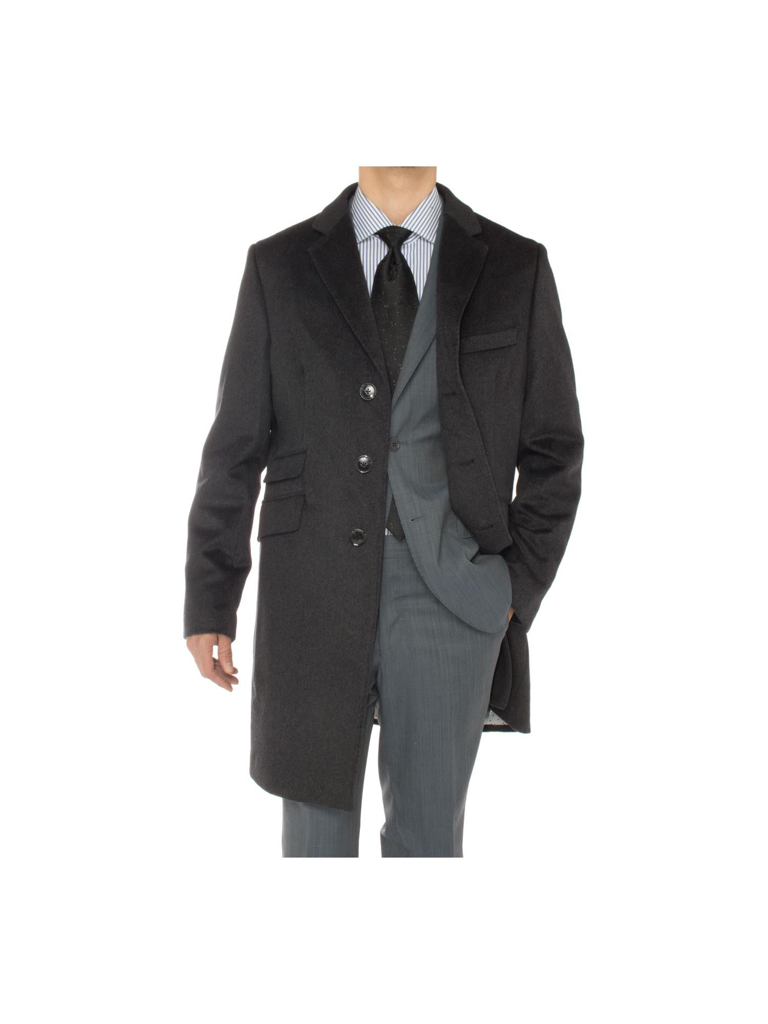 Luciano Natazzi Italian Mens Cashmere Ticket Pocket Top Trench Coat Overcoat 