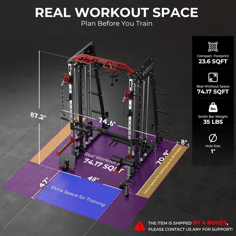 Mikolo Smith Machine, 2200 lbs Power Rack Cage, Cable Crossover