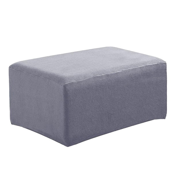 Funda de otomana elástica de elastano rectangular para reposapiés, taburete, sofá, funda suave gris