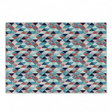 

Flamingo Cutting Board Horizontal Triangles Geometrical Frames with Exotic Beach Elements Mosaic Design Decorative Tempered Glass Cutting and Serving Board Small Size Multicolor by Ambesonne