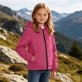 thumbnail image 6 of Big Kids Teen Hooded Zip Jacket Waterproof Windproof Long Sleeve Pocketed Outdoor Coat Fall Outerwear Ages 5-16 Hot Pink 5 Years, 6 of 9