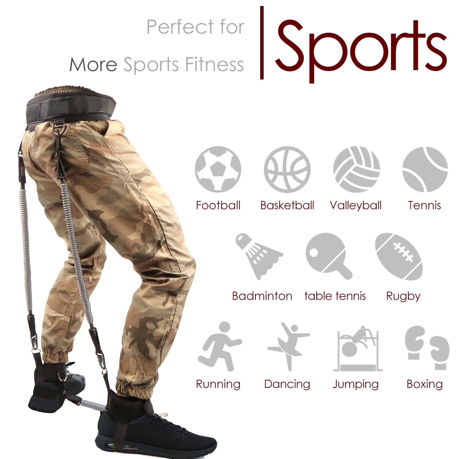 Ueasy Vertical Jump Trainer with Resistance Bands, Ankle Straps & Waist Belt - for Boxing, Basketball, Football Training (60LB-150LB Options)