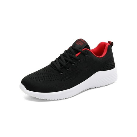

Wazshop Mens Athletic Shoes Sport Sneakers Lace Up Running Shoe Stylish Breathable Trainers Men Low Top Anti Slip Black Red-2 8