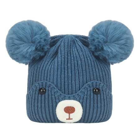 

Kids Knitted Hat Toddler Cartoon Bear Woolen Hat Fedoras Beanie Fall Winter Hat Outfit for Girls Boys