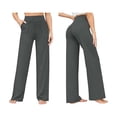 thumbnail image 3 of Pantalones Pierna para Mujer Pantalones Yoga Cintura Alta con Bolsillos Pantalones Deportivos Holgados y Elásticos para Trabajo o para Estar Cómoda en Casa Gris Oscuro M, 3 of 7